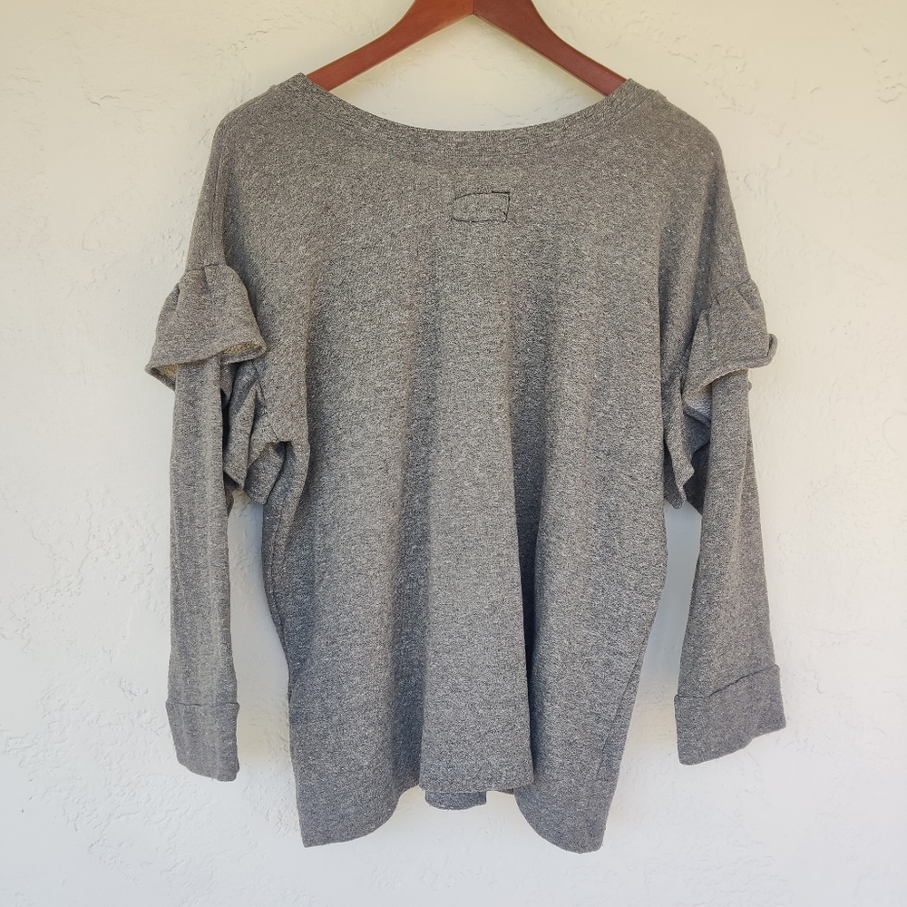 Current Elliott Gray Ruffle Sleeve Sweatshirt Smal - Picture 5 of 5